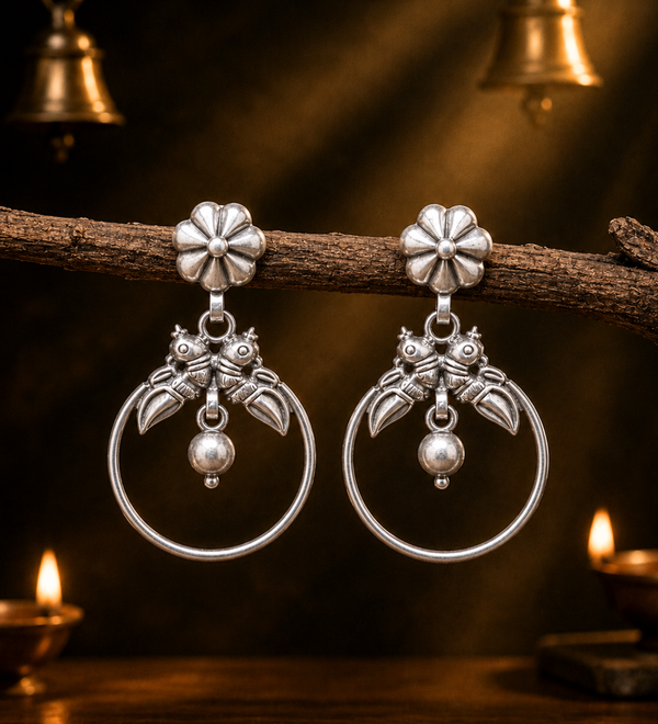 Sterling Silver Lovebird Hoop Earrings