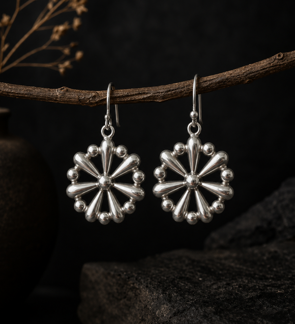 Sterling Silver Marigold Bloom Drop Earrings