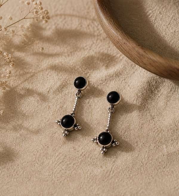 Sterling silver Midnight Elegance Earring