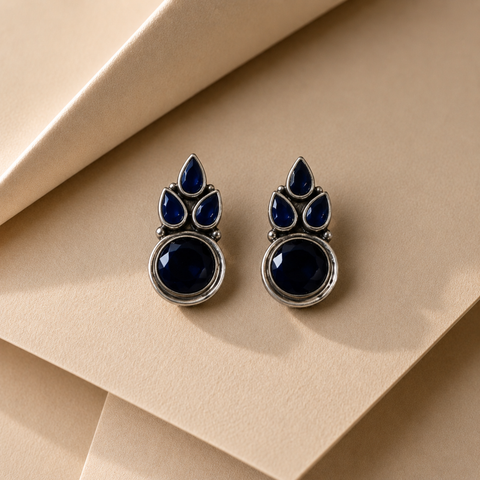 Sterling Silver Midnight Petals Designer Earring