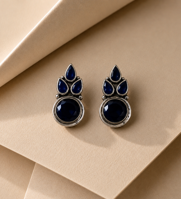 Sterling Silver Midnight Petals Designer Earring