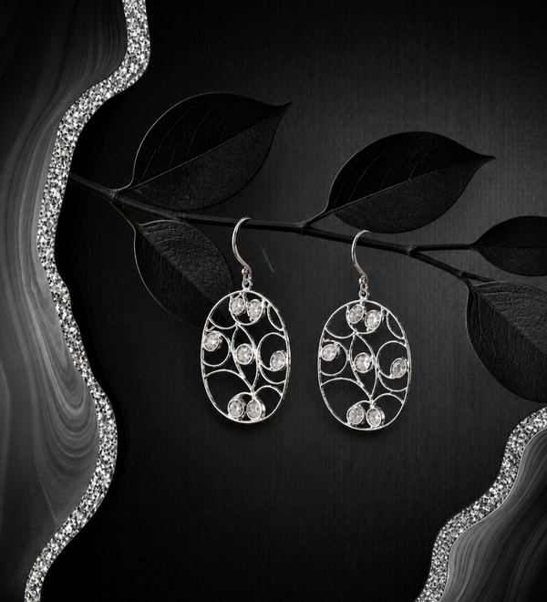Sterling Silver Moonlit Serpentine Designer Earrings