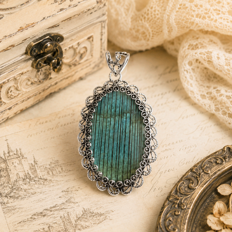 Sterling Silver Nayi Disha Labradorite Kavach Pendant