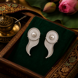 Sterling Silver Pearl Paisley Stud Earrings