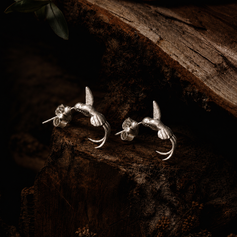 Sterling Silver Plumed Sparrow Earrings