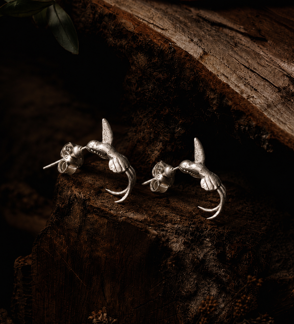 Sterling Silver Plumed Sparrow Earrings