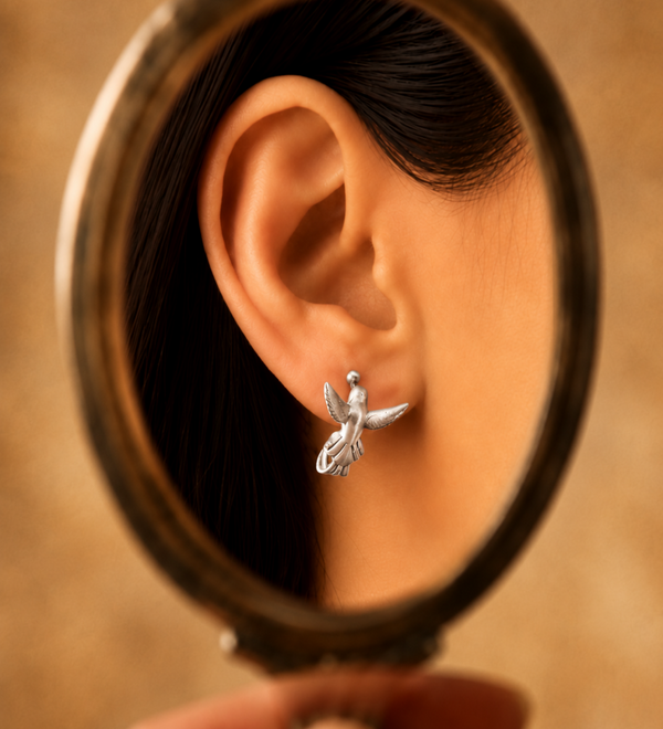 Sterling Silver Plumed Sparrow Earrings