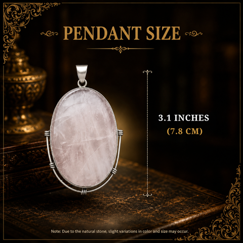 Sterling Silver Rose Quartz Oval Minimalist Pendant