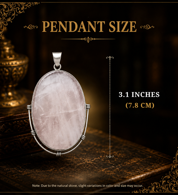 Sterling Silver Rose Quartz Oval Minimalist Pendant