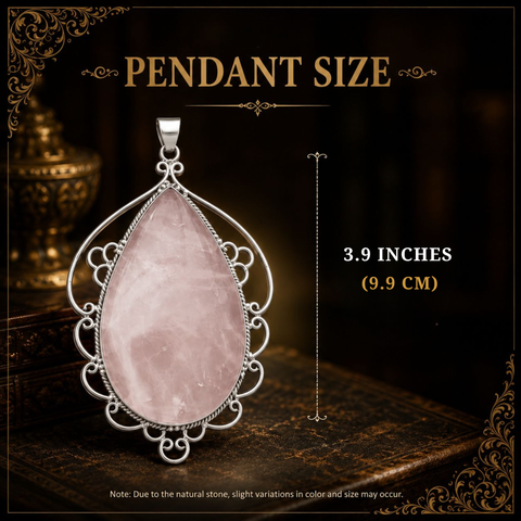 Sterling Silver Rose Quartz Scrollwork Pendant