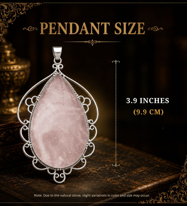 Sterling Silver Rose Quartz Scrollwork Pendant