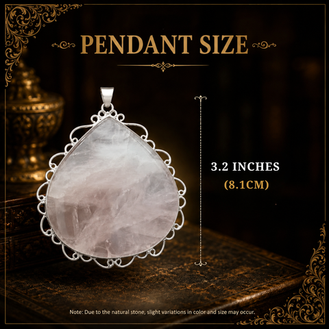 Sterling Silver Rose Quartz Teardrop Filigree Pendant