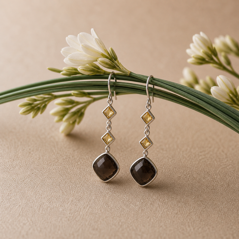 Sterling Silver Smoky Quartz Twilight Mist Earring