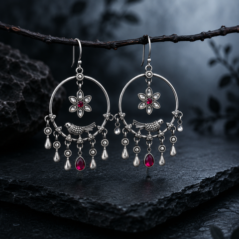 Sterling Silver Sparrow Hoop Earrings