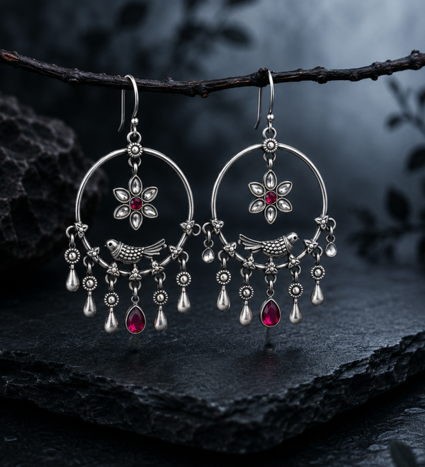Sterling Silver Sparrow Hoop Earrings