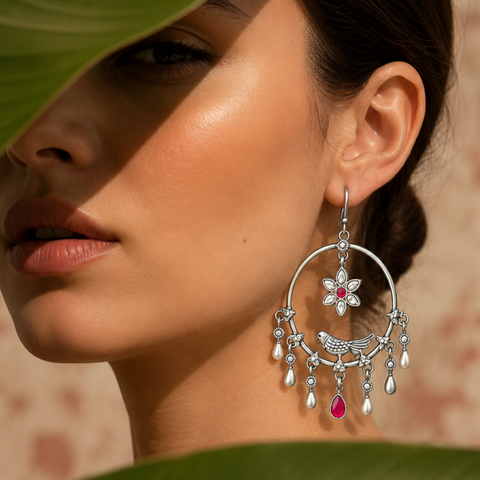 Sterling Silver Sparrow Hoop Earrings
