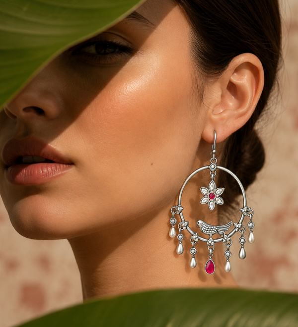 Sterling Silver Sparrow Hoop Earrings