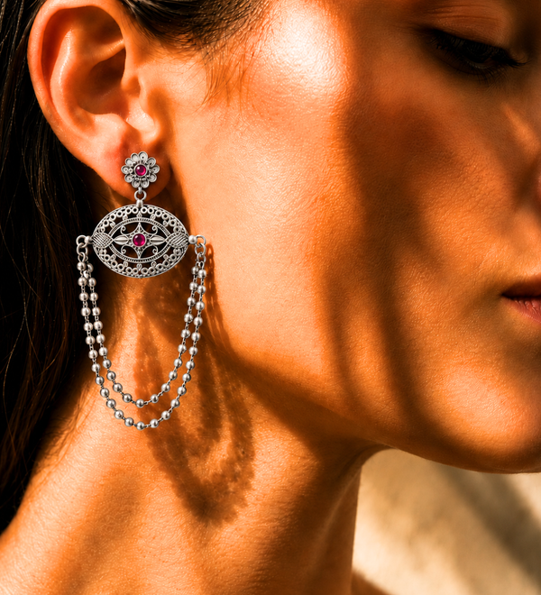 Sterling Silver Strings Hoop Earrings