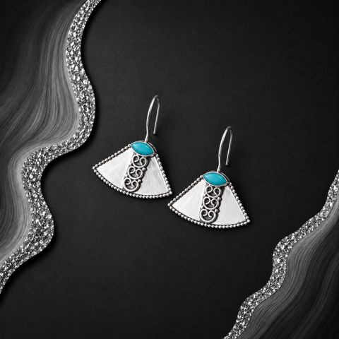 Sterling Silver Triana Elegance Earrings with turquoise-blue stone drop