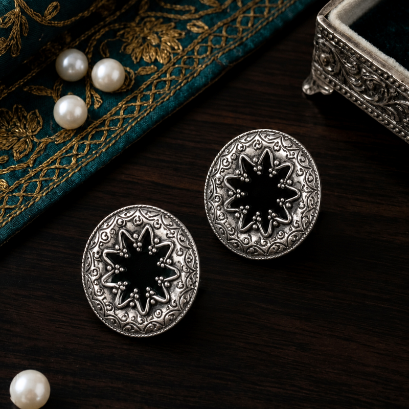 Sterling Silver Tribal Drop Earrings