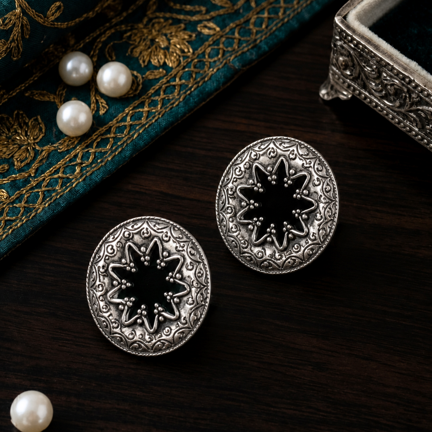 Sterling Silver Tribal Drop Earrings