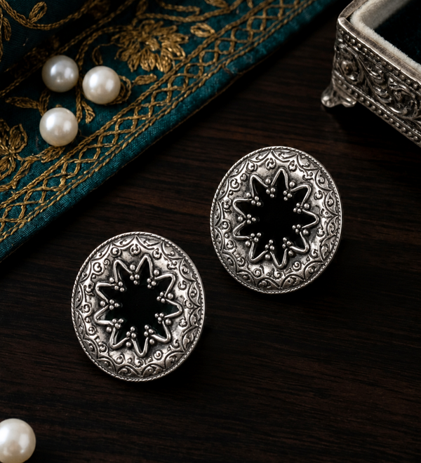 Sterling Silver Tribal Drop Earrings