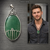 Sterling Silver Trinetra Green Aventurine Pendant, handcrafted 92.5% sterling silver jewellery by Silver Play