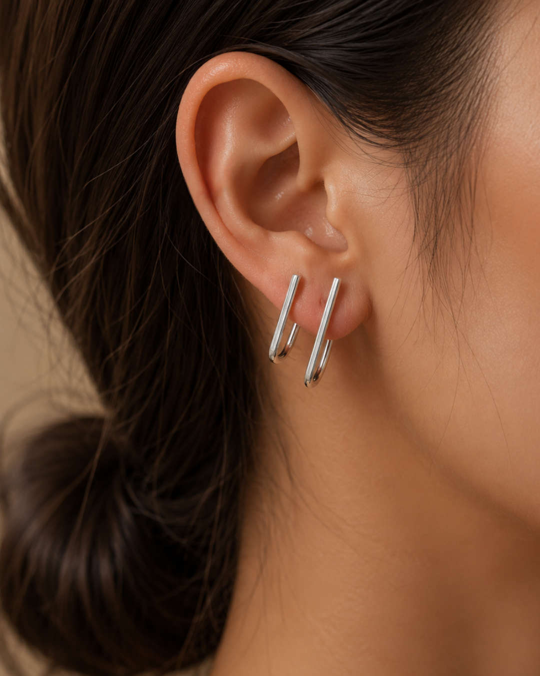 Sterling Silver Twin Line Minimalist Earrings