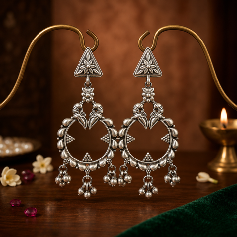 Sterling Silver Twin Parrot Chandelier Earrings