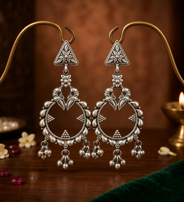 Sterling Silver Twin Parrot Chandelier Earrings