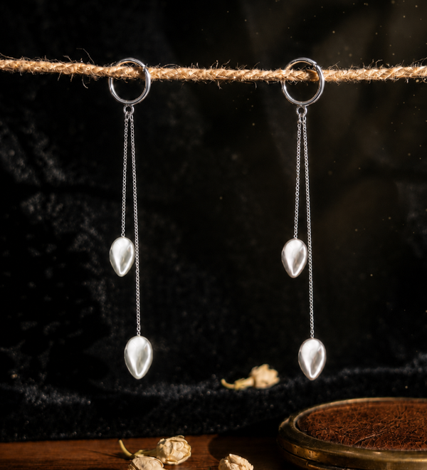 Sterling Silver Twin Chain Drop Earrings