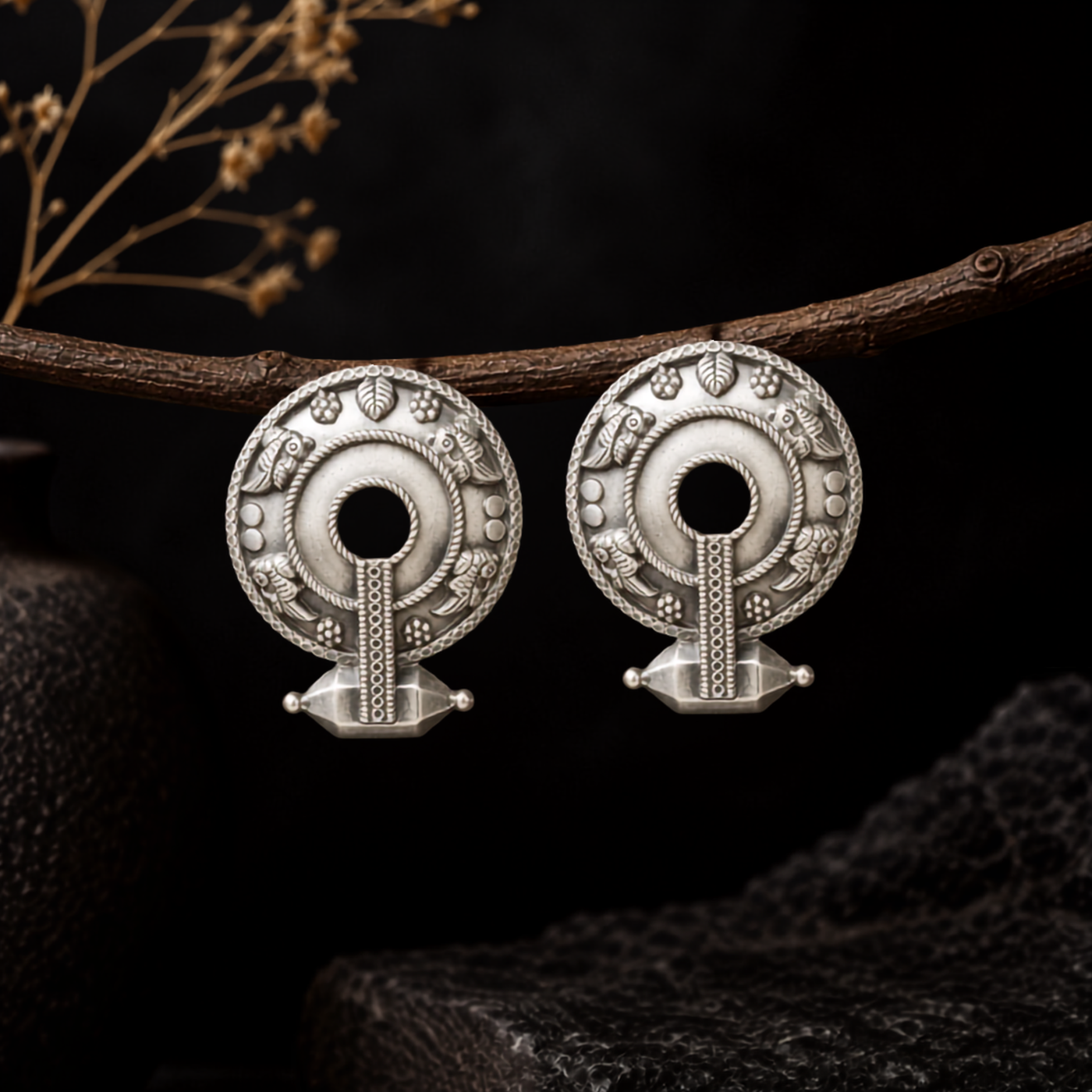 Sterling Silver Vintage Chakra Disc Earrings