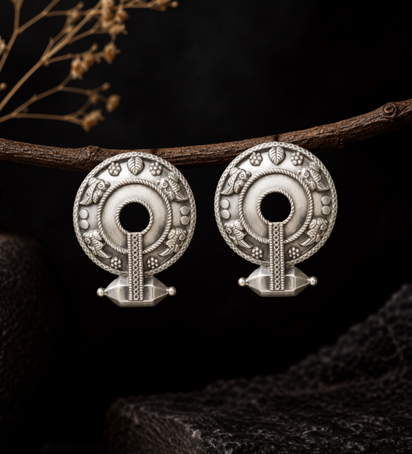 Sterling Silver Vintage Chakra Disc Earrings