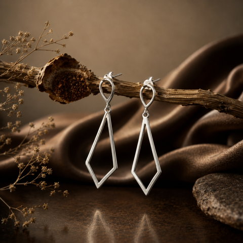 Sterling Silver Western Tie Drop Earrings