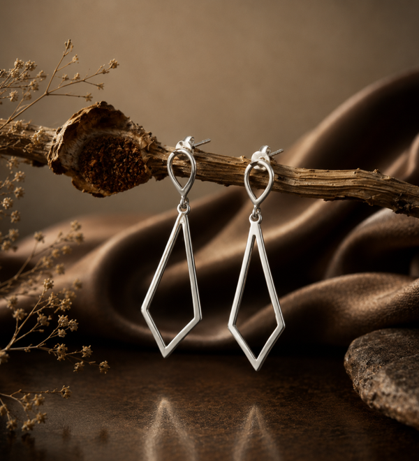 Sterling Silver Western Tie Drop Earrings
