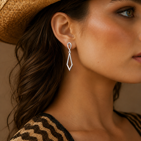 Sterling Silver Western Tie Drop Earrings