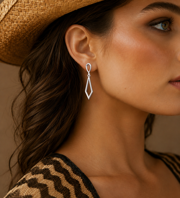 Sterling Silver Western Tie Drop Earrings