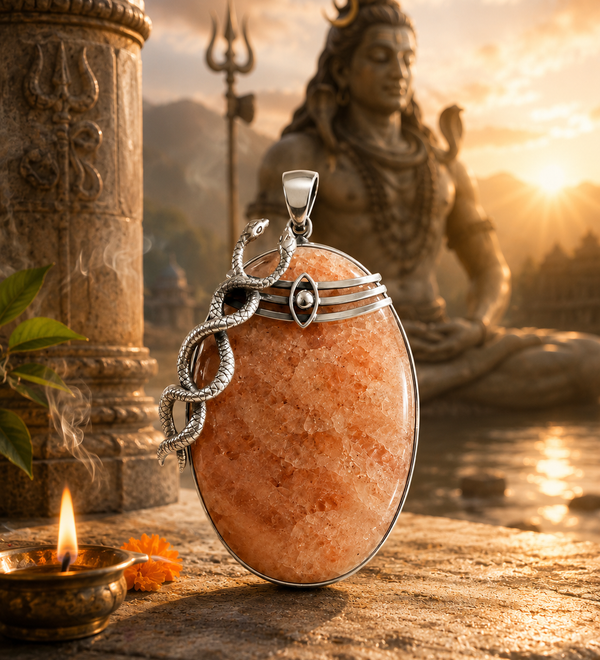 Sterling Silver Trinetra Naga Sunstone Pendant