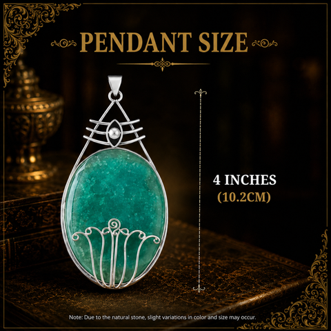 Sterling Silver Trinetra Green Aventurine Pendant
