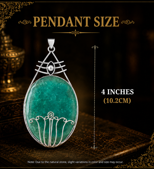 Sterling Silver Trinetra Green Aventurine Pendant